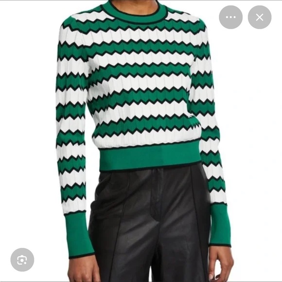 Veronica Beard Sweaters - Veronica Beard Chevron Pattern Sweater in Green and Black